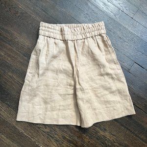 COS Elasticated Linen Shorts in Beige - XS